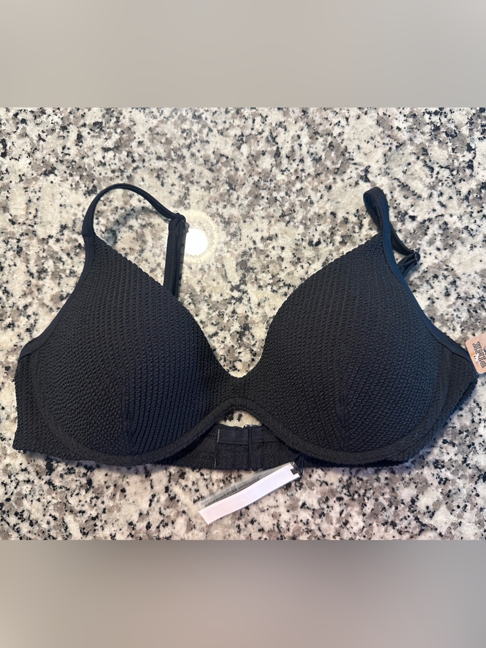 PINK Victoria's Secret Black Textured Bikini Top